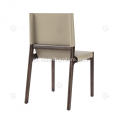 Cadeiras de jantar sem braço de couro cáqui